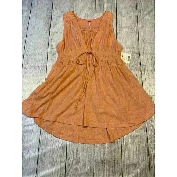 Free People Women's Beach Bound Tank Top XS  Orange Pink Sand Boho Feminine Sexy - Picture 4 of 10